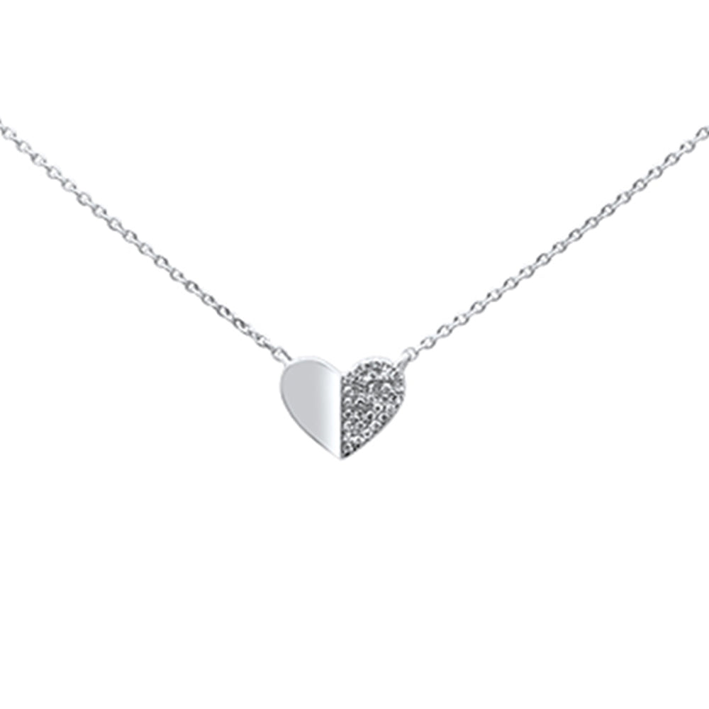DIAMOND CLOSEOUT! .05ct 14k White Gold Diamond Pave Heart Pendant Necklace 16" + 2" Ext