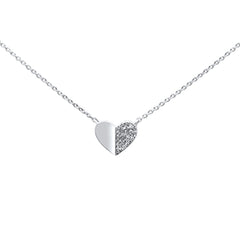 DIAMOND CLOSEOUT! .05ct 14k White Gold Diamond Pave Heart Pendant Necklace 16" + 2" Ext