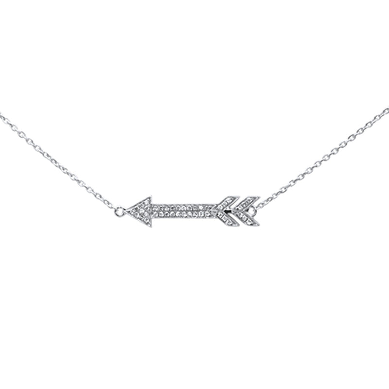 DIAMOND CLOSEOUT! .07ct 14k White Gold Diamond Arrow Pendant Necklace 16" + 2" Ext