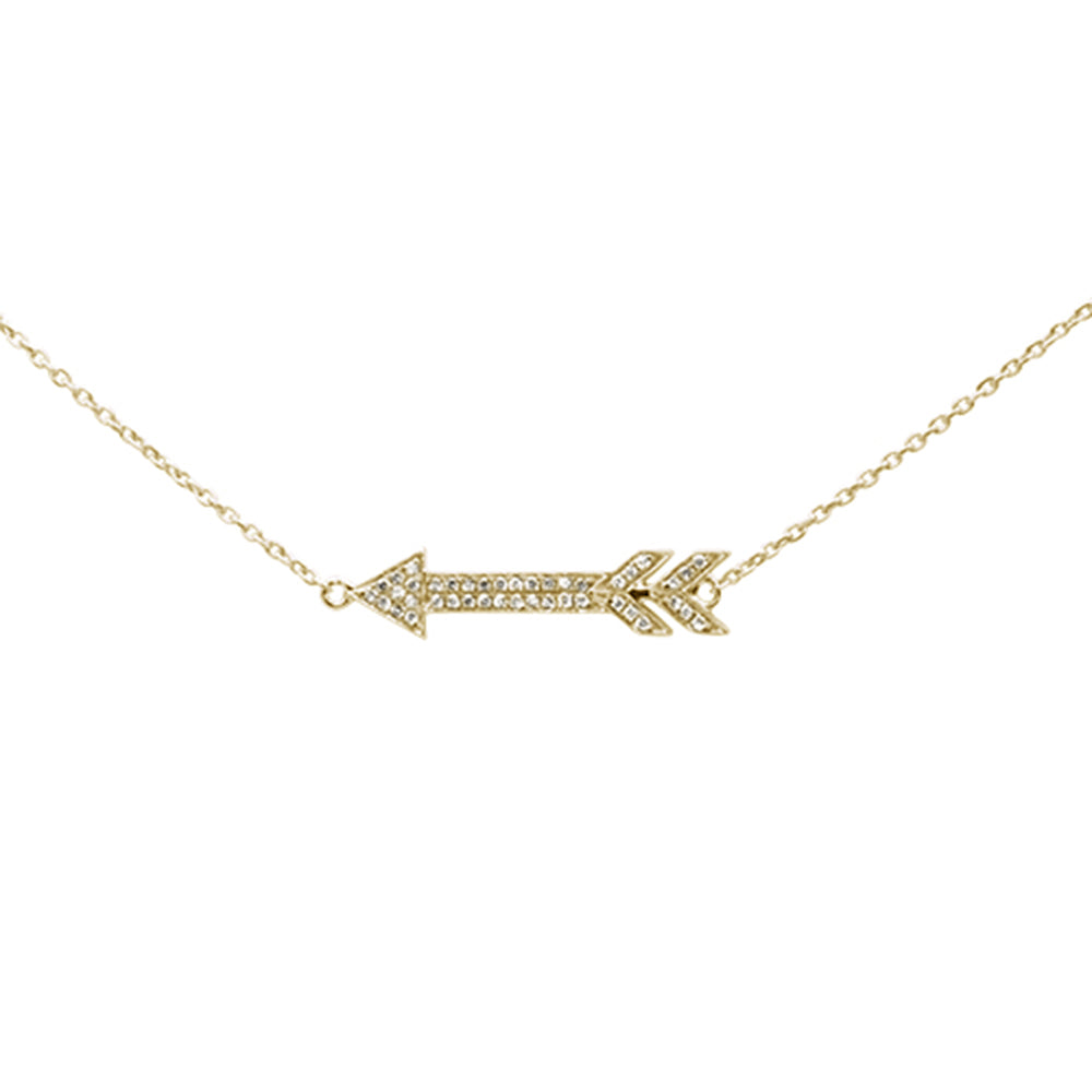 DIAMOND CLOSEOUT! .07ct 14k Yellow Gold Diamond Arrow Pendant Necklace 16" + 2" Ext