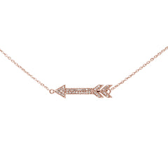 DIAMOND CLOSEOUT!  .08ct 14k Rose Gold Diamond Arrow Pendant Necklace 16" + 2" Ext