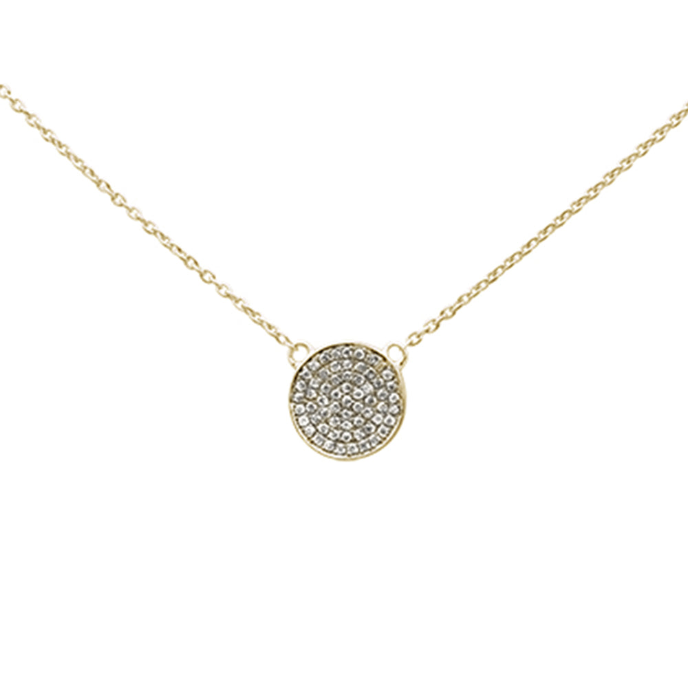 DIAMOND CLOSEOUT!  .11ct 14k Yellow Gold Diamond Pave Circle Pendant Necklace 16" + 2" Ext