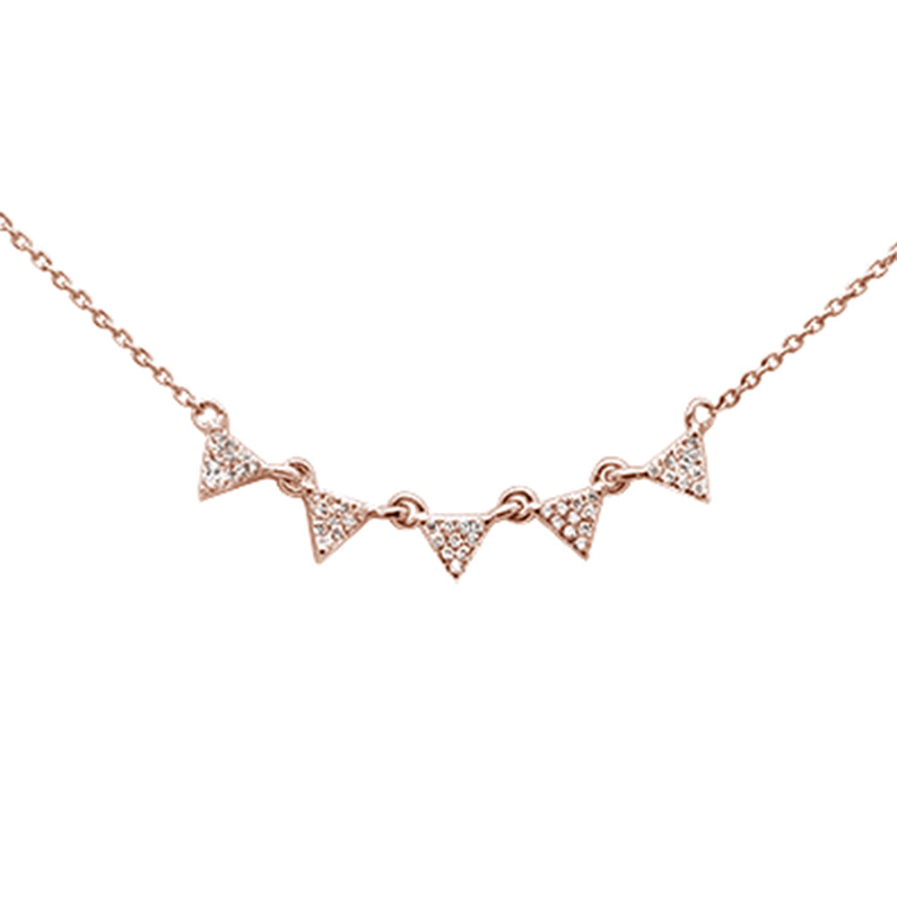 DIAMOND CLOSEOUT! .11ct 14k Rose Gold Modern Triangle Diamond Pendant Necklace 16" + 2" Ext