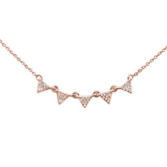 DIAMOND CLOSEOUT! .11ct 14k Rose Gold Modern Triangle Diamond Pendant Necklace 16" + 2" Ext