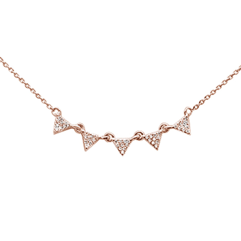 DIAMOND CLOSEOUT! .11ct 14k Rose Gold Modern Triangle Diamond Pendant Necklace 16" + 2" Ext