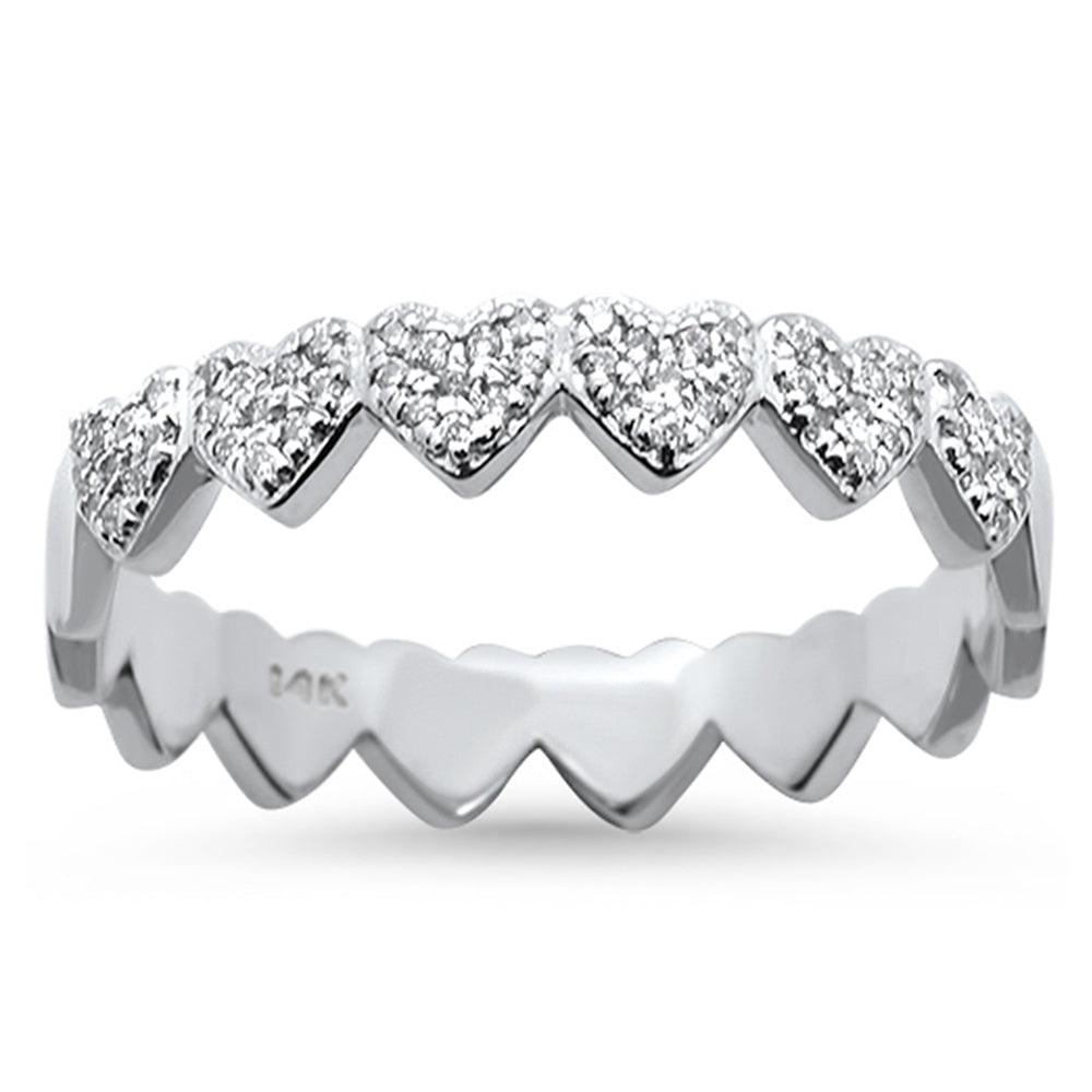 DIAMOND CLOSEOUT! .08ct 14k White Gold Eternity Hearts Diamond Ring Size 6.5