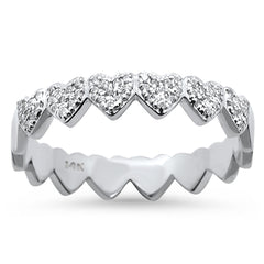 DIAMOND CLOSEOUT! .08ct 14k White Gold Eternity Hearts Diamond Ring Size 6.5