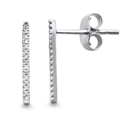 DIAMOND CLOSEOUT! .05ct 14k White Gold Line Bar Modern Diamond Stud Earrings
