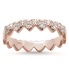 DIAMOND CLOSEOUT! .10ct 14k Rose Gold Eternity Hearts Diamond Band Ring Size 6.5