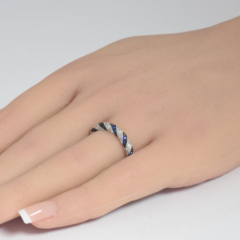 SPECIAL! .61ct G SI 14K White Gold Blue Sapphire & Diamond Ring Band