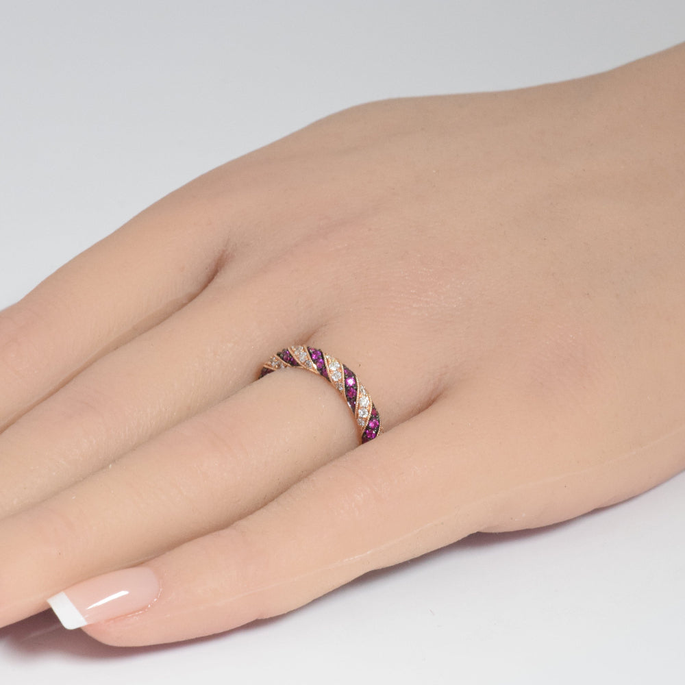 SPECIAL!.60ct G SI 14K Rose Gold Ruby & Diamond Ring Band
