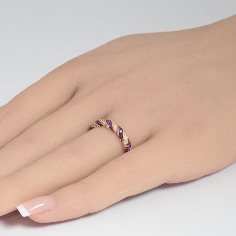 SPECIAL!.60ct G SI 14K Rose Gold Ruby & Diamond Ring Band