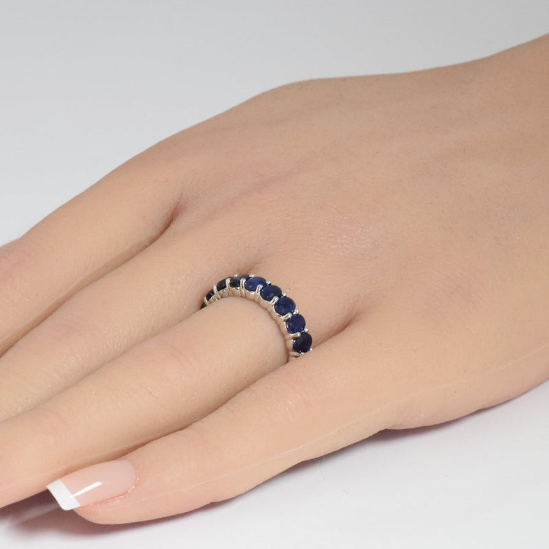 SPECIAL! 3.10ct G SI 14K White Gold Blue Sapphire Gemstone Band Ring Size 6.5