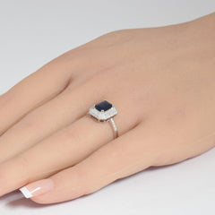 SPECIAL! 1.28ct G SI 14K White Gold Diamond & Blue Sapphire Ring Size 6.5