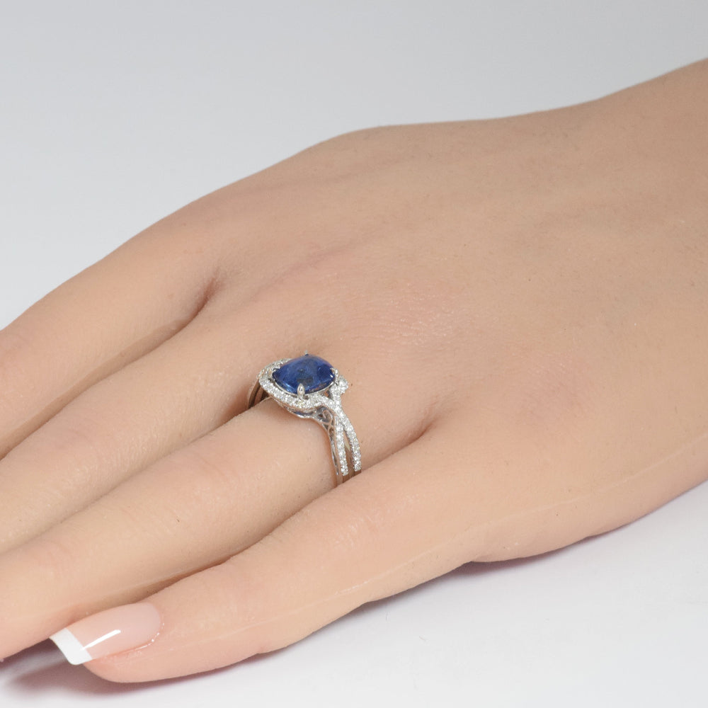SPECIAL! 2.62ct G SI 14K White Gold Diamond & Blue Sapphire Gemstone Ring  Size 6.5