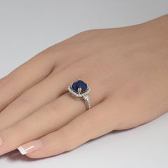 SPECIAL! 4.10ct G SI 14K White Gold Diamond & Blue Sapphire Gemstone Ring  Size 6.5