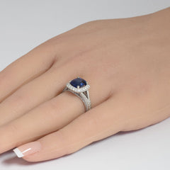 SPECIAL! 2.63ct G SI 14K White Gold Diamond & Blue Sapphire Gemstone Halo Ring  Size 6.5