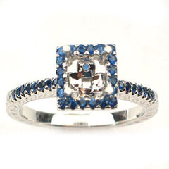 GEMSTONE CLOSEOUT!  14kt White Gold Blue Sapphire Semi Mount Ring