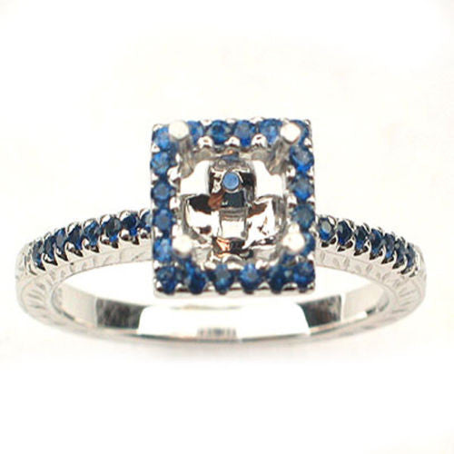 GEMSTONE CLOSEOUT!  14kt White Gold Blue Sapphire Semi Mount Ring