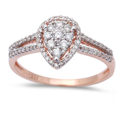 DIAMOND  CLOSEOUT!  .32ct Pear Shaped Halo Diamond Engagement Wedding Ring 14kt Rose Gold