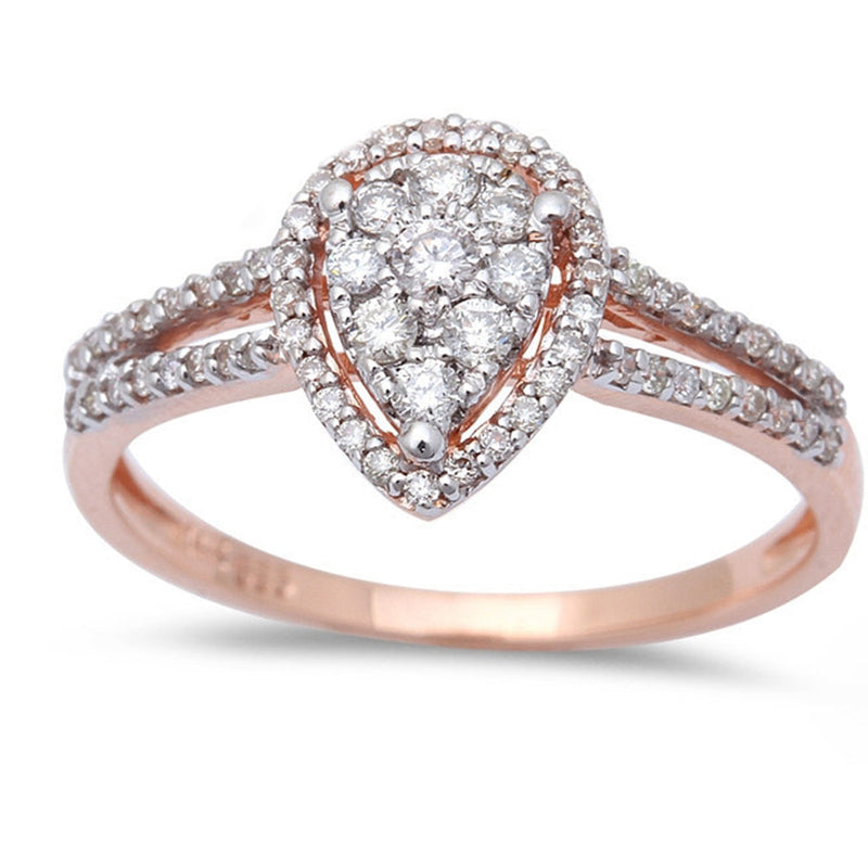 DIAMOND  CLOSEOUT!  .32ct Pear Shaped Halo Diamond Engagement Wedding Ring 14kt Rose Gold