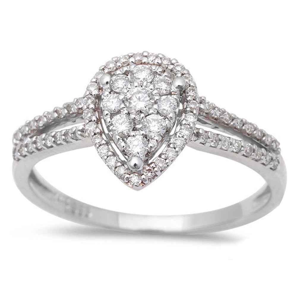 DIAMOND  CLOSEOUT!  .32ct Pear Shaped Halo Diamond Engagement Wedding Ring 14kt White Gold