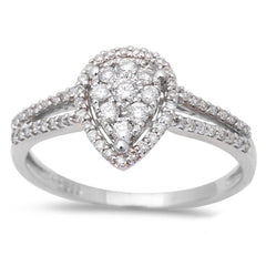 DIAMOND  CLOSEOUT!  .32ct Pear Shaped Halo Diamond Engagement Wedding Ring 14kt White Gold