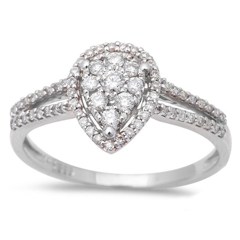 DIAMOND  CLOSEOUT!  .32ct Pear Shaped Halo Diamond Engagement Wedding Ring 14kt White Gold