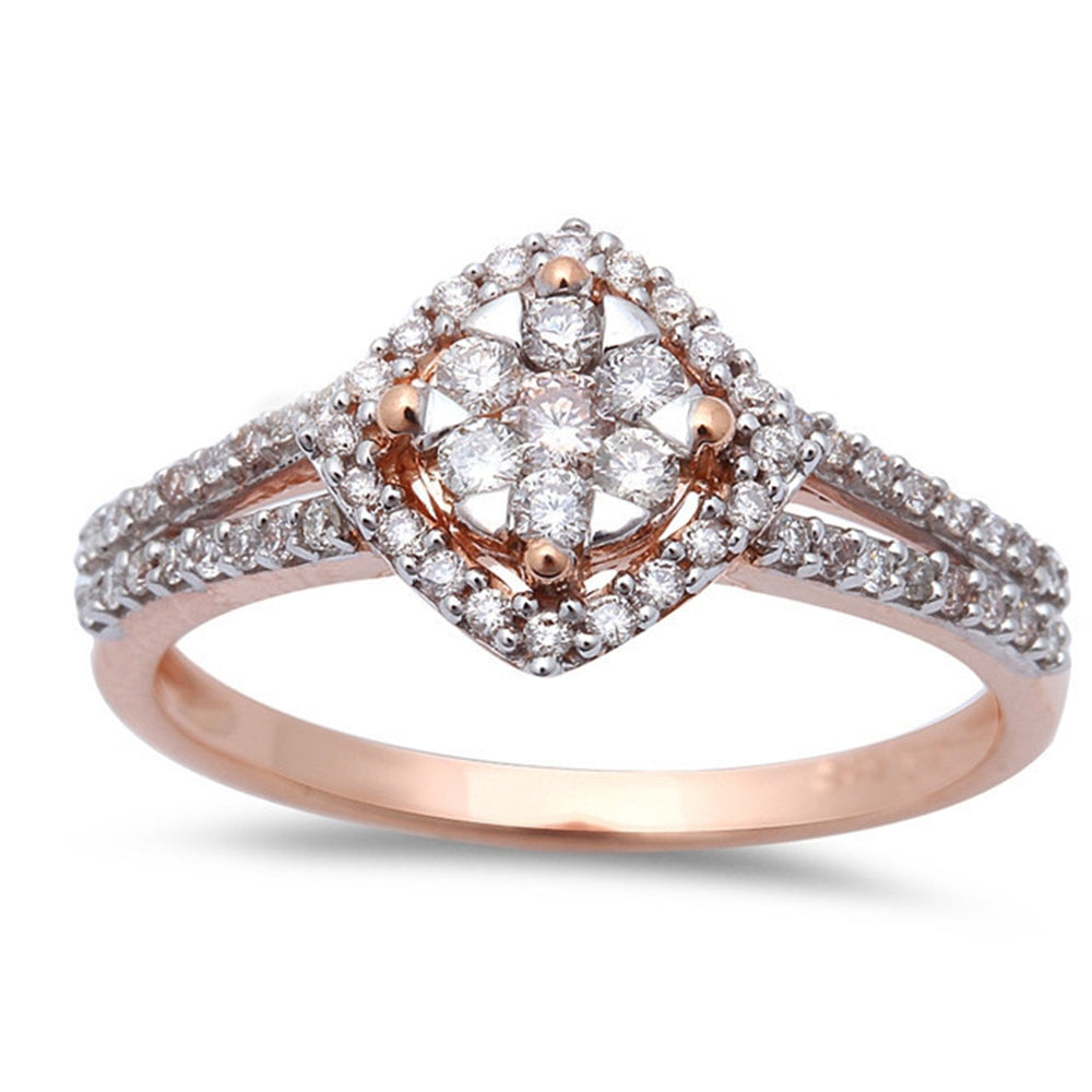 DIAMOND  CLOSEOUT!  .37ct Halo Round Diamond Solitaire Engagement Wedding Ring 14kt Rose Gold