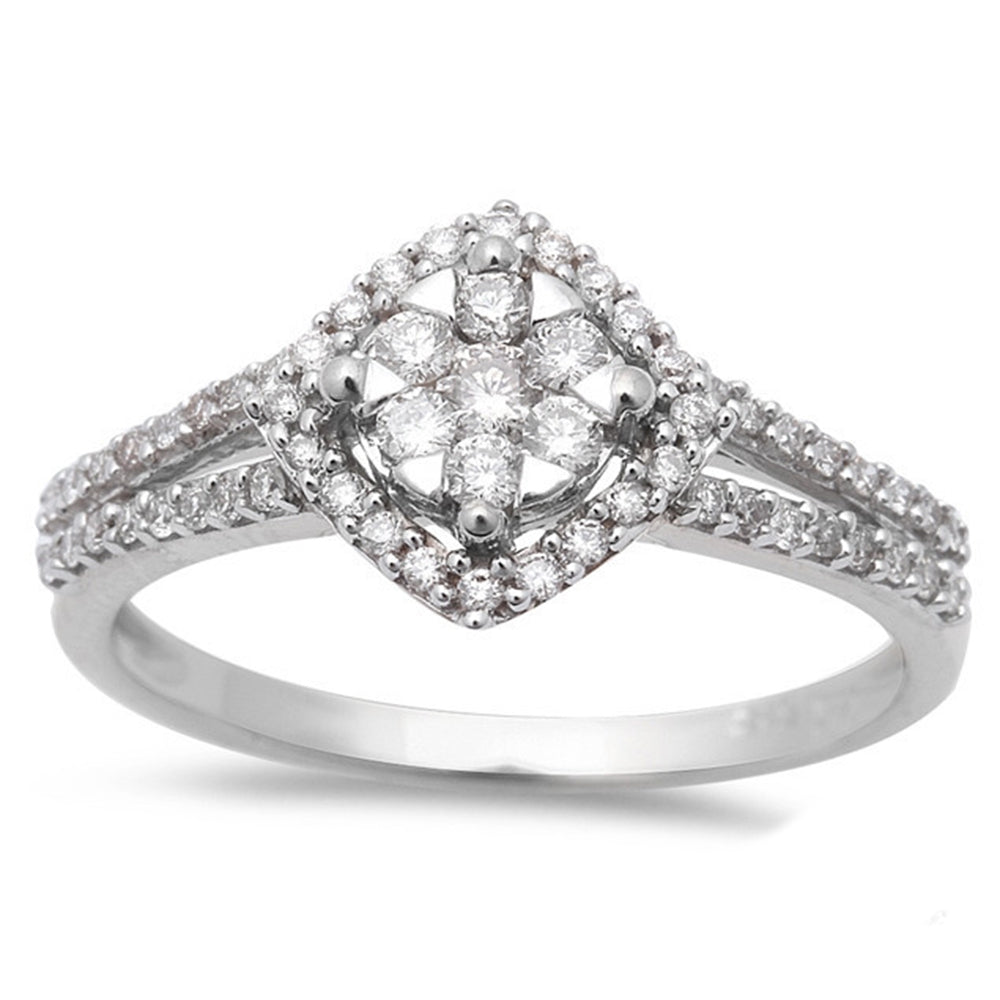 DIAMOND  CLOSEOUT!  .37ct Halo Round Diamond Solitaire Engagement Wedding Ring 14kt White Gold
