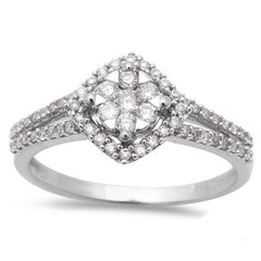 DIAMOND  CLOSEOUT!  .37ct Halo Round Diamond Solitaire Engagement Wedding Ring 14kt White Gold