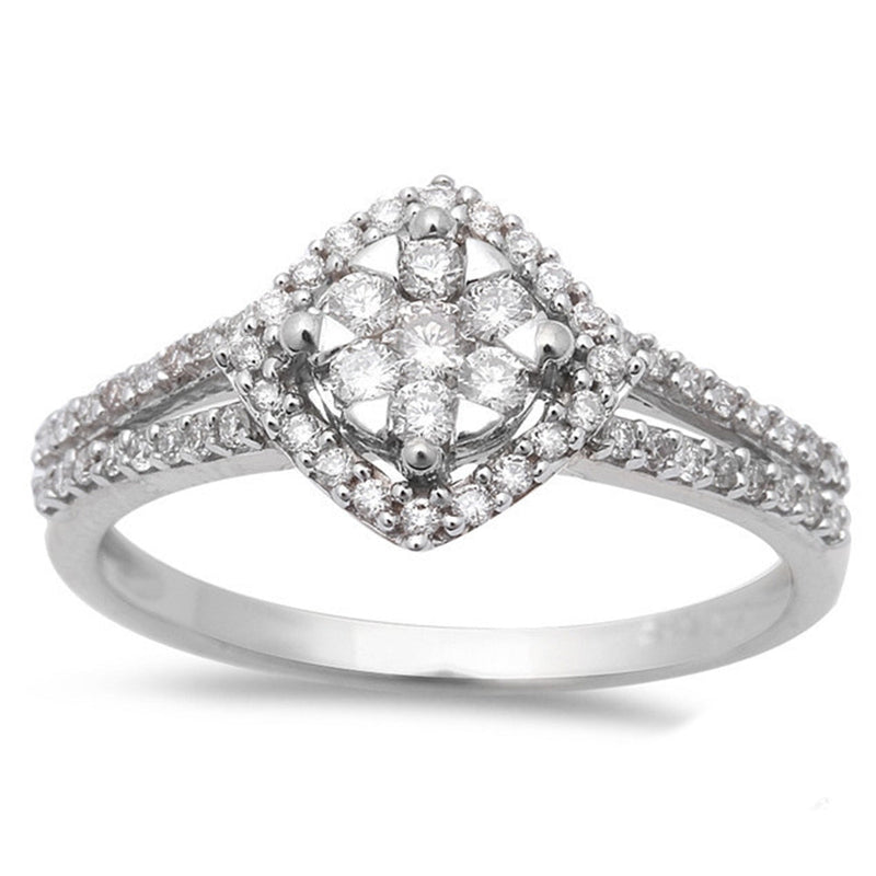 DIAMOND  CLOSEOUT!  .37ct Halo Round Diamond Solitaire Engagement Wedding Ring 14kt White Gold
