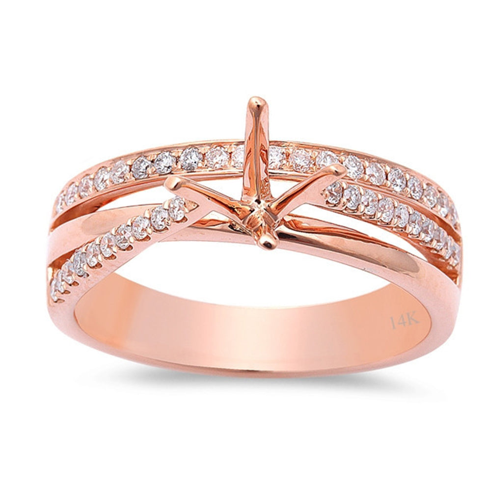DIAMOND CLOSEOUT! .29ct Modern 14kt Rose Gold Diamond Semi Mount Engagement Ring Sz 6.5
