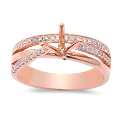 DIAMOND CLOSEOUT! .29ct Modern 14kt Rose Gold Diamond Semi Mount Engagement Ring Sz 6.5