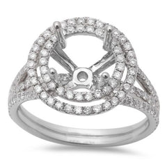 DIAMOND CLOSEOUT! .80ct 14kt White Gold Double Halo Style Round Diamond Semi Mount Engagement Ring Size 6.5