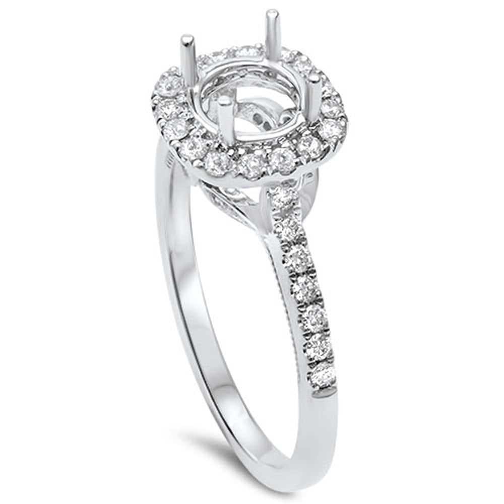 DIAMOND CLOSEOUT! .58cts F-VS2 Round Diamond Halo Semi Mount Engagement Ring Size 6.5
