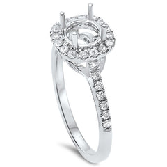 DIAMOND CLOSEOUT! .58cts F-VS2 Round Diamond Halo Semi Mount Engagement Ring Size 6.5