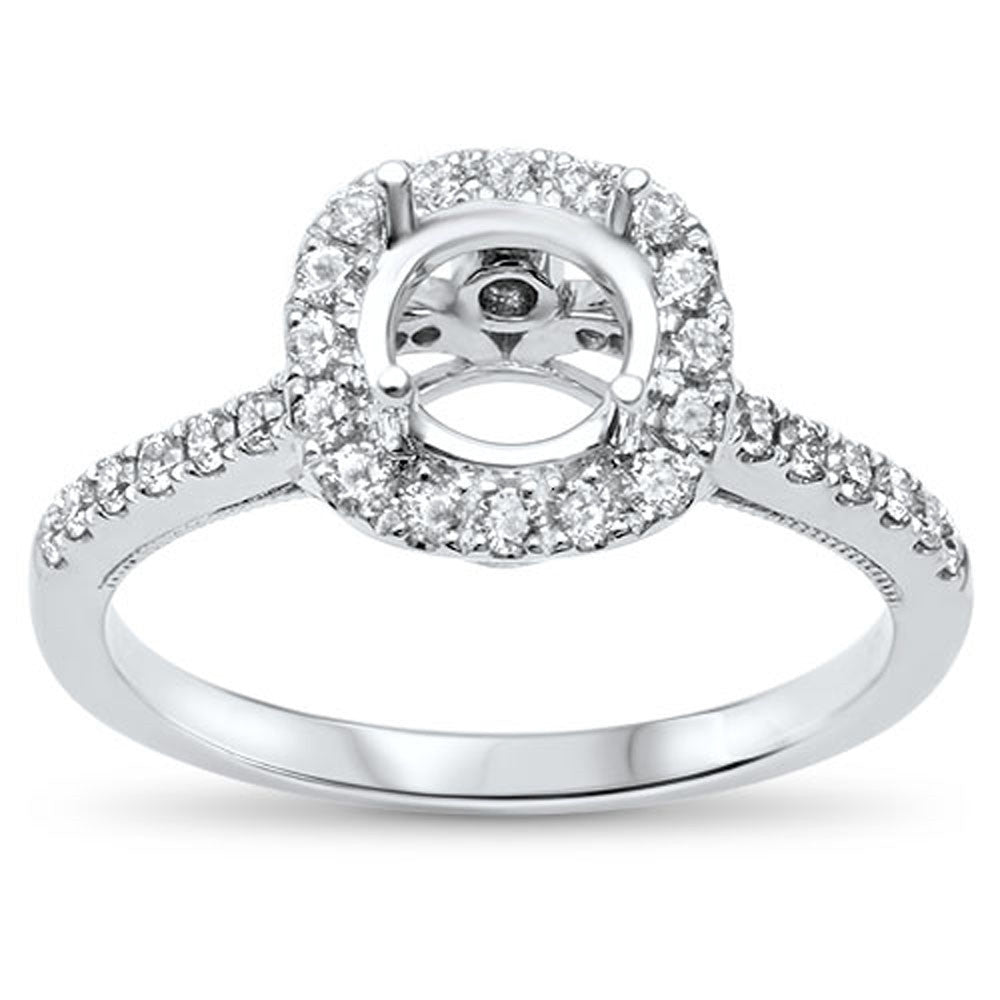 DIAMOND CLOSEOUT! .58cts F-VS2 Round Diamond Halo Semi Mount Engagement Ring Size 6.5