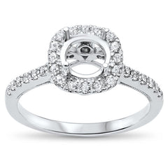 DIAMOND CLOSEOUT! .58cts F-VS2 Round Diamond Halo Semi Mount Engagement Ring Size 6.5