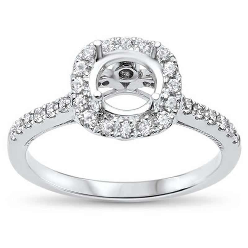 DIAMOND CLOSEOUT! .58cts F-VS2 Round Diamond Halo Semi Mount Engagement Ring Size 6.5