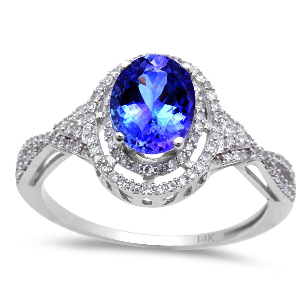 GEMSTONE CLOSEOUT!  1.94ct Genuine Oval Tanzanite & Diamond Solitaire Engagement Ring 14kt
