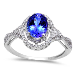 GEMSTONE CLOSEOUT!  1.94ct Genuine Oval Tanzanite & Diamond Solitaire Engagement Ring 14kt