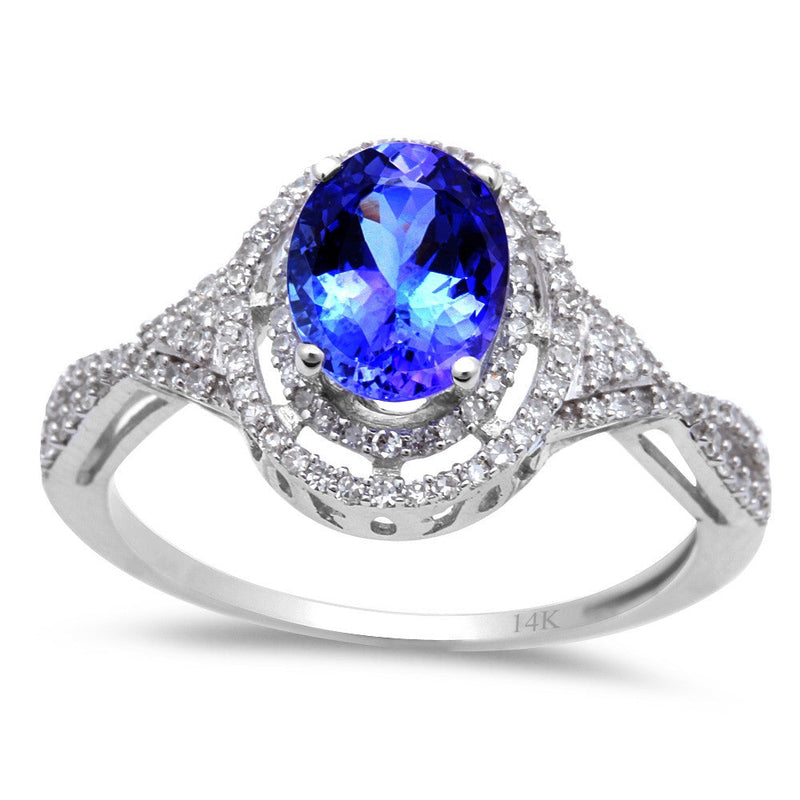 GEMSTONE CLOSEOUT!  1.94ct Genuine Oval Tanzanite & Diamond Solitaire Engagement Ring 14kt