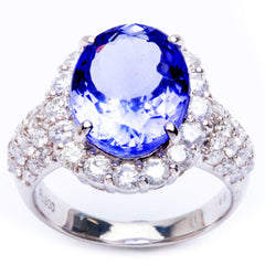 GEMSTONE CLOSEOUT!  7.60ct Platinum Natural Tanzanite & Diamond Ring Size 6.5