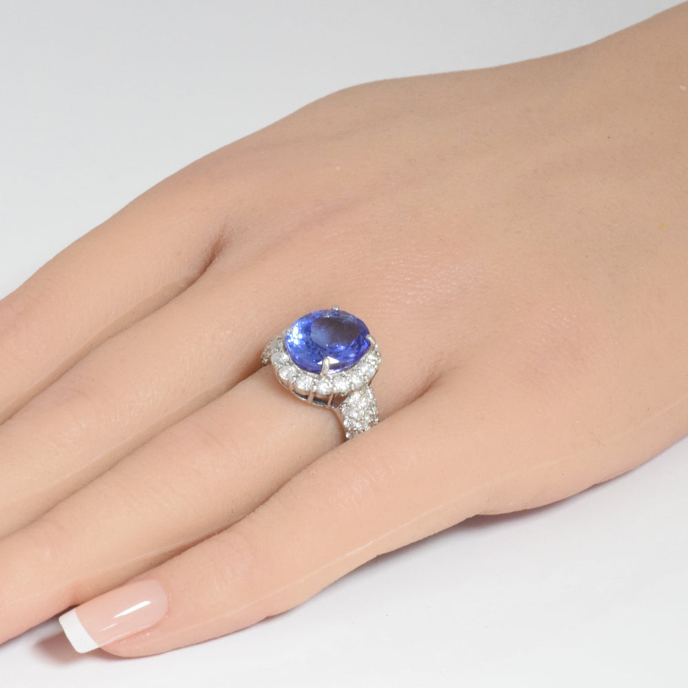 GEMSTONE CLOSEOUT!  7.60ct Platinum Natural Tanzanite & Diamond Ring Size 6.5