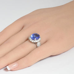 GEMSTONE CLOSEOUT!  7.60ct Platinum Natural Tanzanite & Diamond Ring Size 6.5