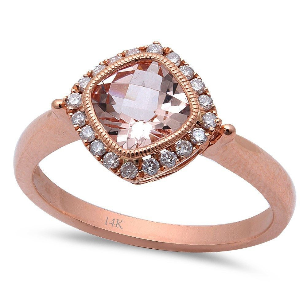 GEMSTONE CLOSEOUT!  1.48ct Morganite & Round Diamond 14kt Rose Gold Engagement Ring Size 6.5