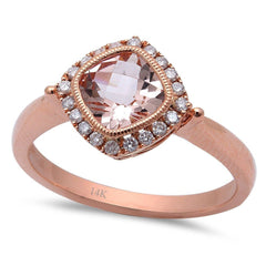 GEMSTONE CLOSEOUT!  1.48ct Morganite & Round Diamond 14kt Rose Gold Engagement Ring Size 6.5