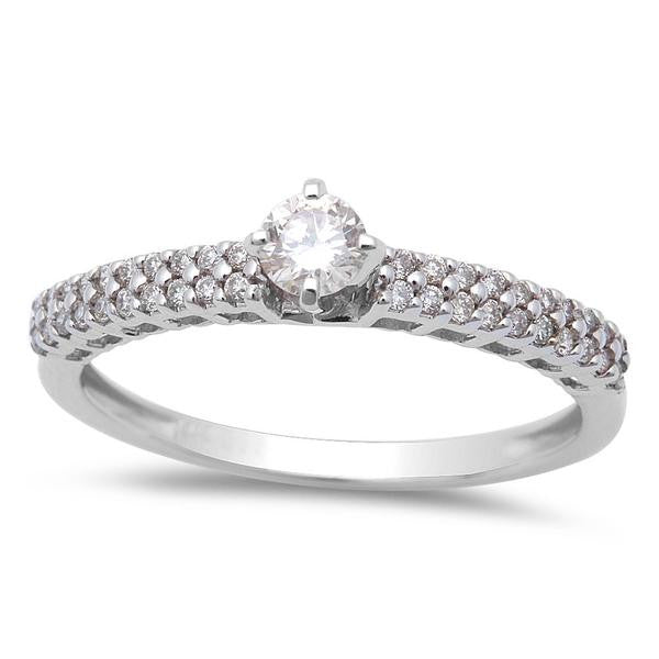 DIAMOND CLOSEOUT!  14K White Gold .30cts Round Diamond Engagement Promise Ring Size 6.5