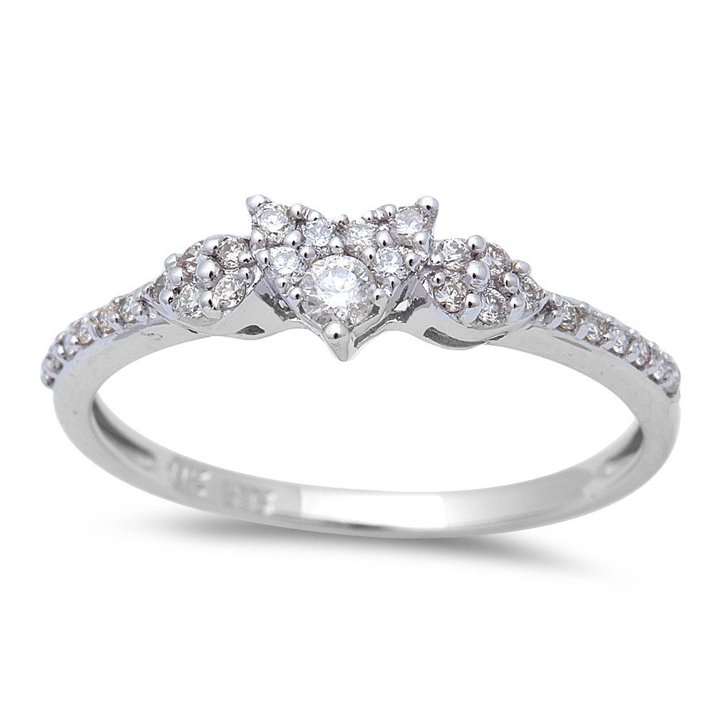 DIAMOND CLOSEOUT! 14K White Gold .21ct Heart Shaped Diamond Solitaire Engagement Promise Ring Sz 6.5